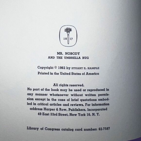 1st Edition 1962 Mr. Nobody and the Umbrella Bug Stoo Hample Harper & Brothers - Picture 6 of 9